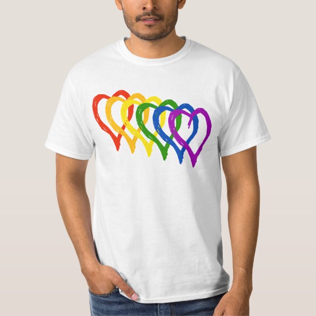 Camiseta Corações em camadas do Orgulho gay namorados Arco- (Frente)
