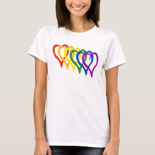 Camiseta Corações em camadas do Orgulho gay namorados Arco-