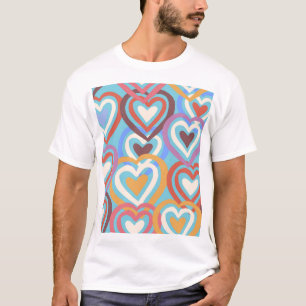 Camiseta Corações Engraçados: Padrão De Textura Invisível.