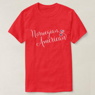 Camiseta Corações Entwinados Noruegueses Americanos