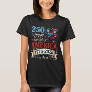 Camiseta Corações EUA 1776 2026 4 de julho 250º aniversário