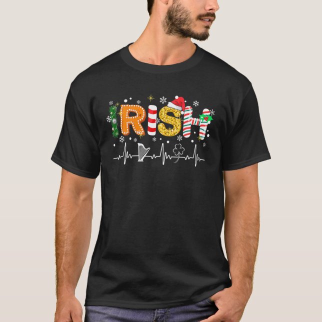 Camiseta Corações Familiares Irlandeses de Natal (Frente)
