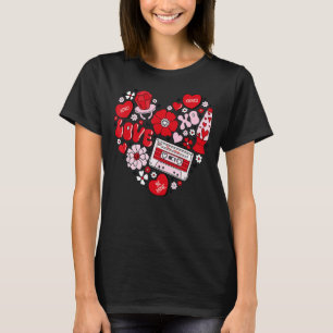 Camiseta Corações Forma XOXO Adoram Canções Namorados Flora