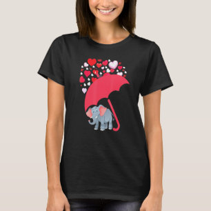 Camiseta Corações Formação de Guarda-chuvas Elefantes -