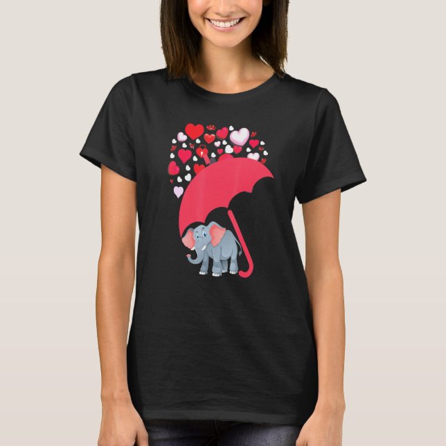 Camiseta Corações Formação de Guarda-chuvas Elefantes - Dia (Frente)