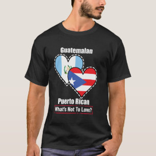 Camiseta Corações Guatemaltecos Porto-Riquenhos Bandeiras O