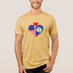 Camiseta Corações Hispânicos de Belize Bandeiras EUA