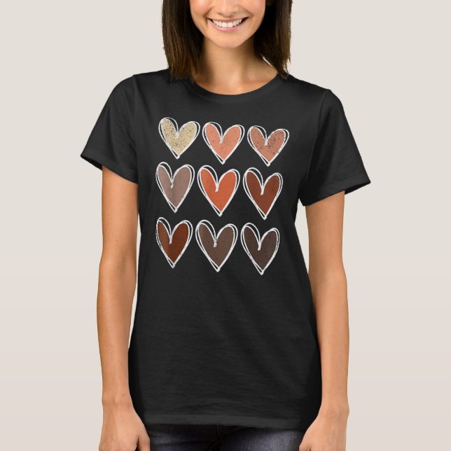 Camiseta Corações História Negra A Beleza Não Tem Tonalidad (Frente)