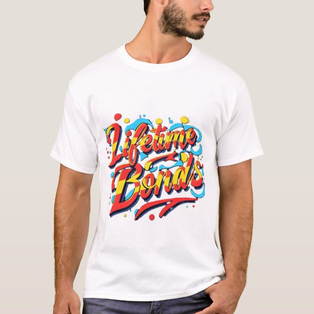 Camiseta Corações Interconectados Coloridos Tee - Vinculaçã (Frente)