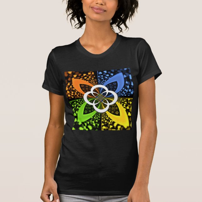 Camiseta Corações Iridescentes, Abstrato de Bolinhas (Frente)