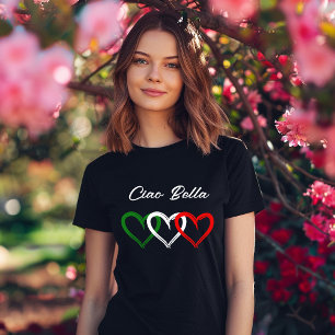 Camiseta Corações Italianos Ciao Bella Seu texto