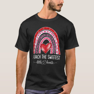 Camiseta Corações-Leopardo-Arco-Íris Eu Ensino O Mais Doce