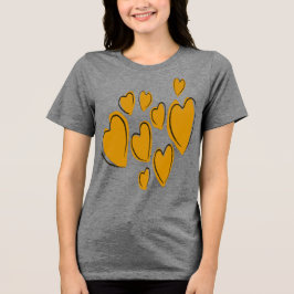 Camiseta Corações Lindos Desenhados à Mão Amarelos Doodle R