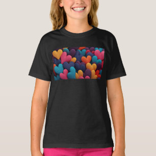 Camiseta Corações multicoloridos com texturas