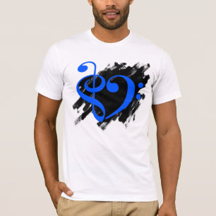 Camiseta Corações Musicais de Coração Azul