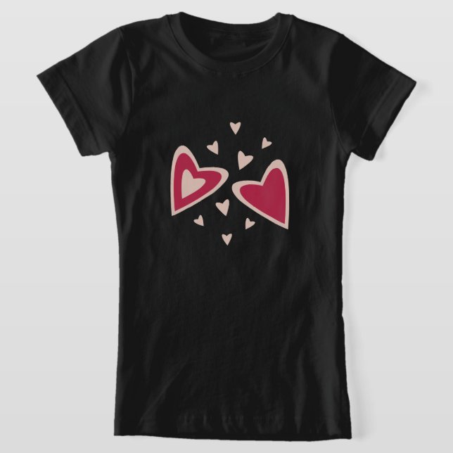 Camiseta Corações Nucleares - rosa e vermelha - imagem. (Postura )