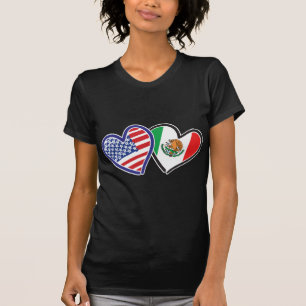 Camiseta Corações Patrióticos dos EUA e do México