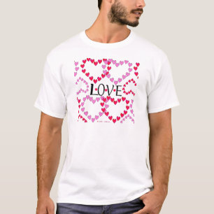 Camiseta Corações Pequenos Rosa Vermelho AMOR