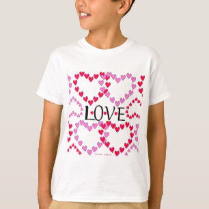 Camiseta Corações Pequenos Rosa Vermelho AMOR