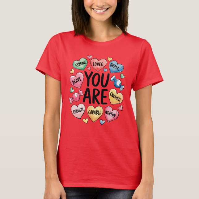 Camiseta Corações Positivos Inspiracionais (Frente)