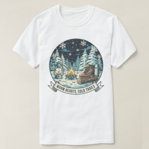 Camiseta Corações Quentes Trilhos Frio Trabalho de arte de
