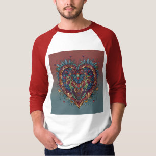 Camiseta Corações Ricos Nobres Feitos - Manga Multicolorida