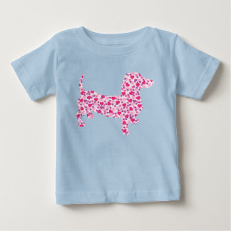 Camiseta Corações Rosa Dachshund