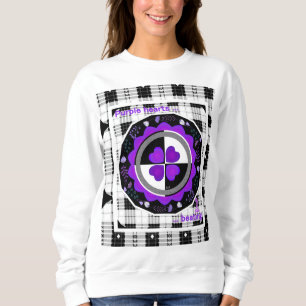 Camiseta Corações roxos batendo B&W