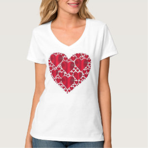 CAMISETA CORAÇÕES VERMELHAS PARA DIA DE OS NAMORADOS