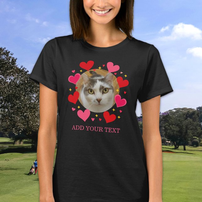 Camiseta Corações Vermelhos de Amor com Foto Personalizada (Criador carregado)