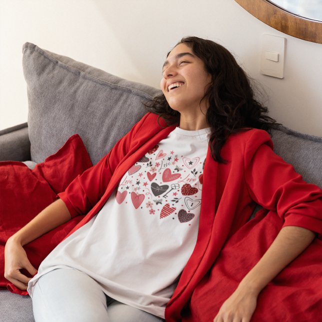Camiseta Corações Vermelhos do Tema namorados (Criador carregado)