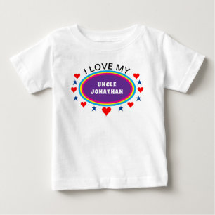 Camiseta Corações Vermelhos Eu Amo Meu Tio ou Qualquer Um