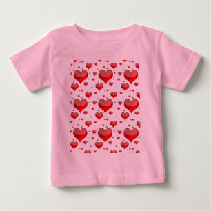Camiseta Corações Vermelhos Falsos (Você Escolhe Cor De Fun
