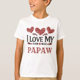 Camiseta Corações Vermelhos Russos "Eu Amo Meu Papá"