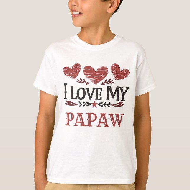 Camiseta Corações Vermelhos Russos "Eu Amo Meu Papá" (Frente)