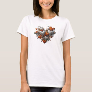 Camiseta Corações Vermelhos UNIDOS Design de Texto Legal