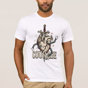 Camiseta Coragem Crescer Prosperar Coração Ousado Resiliênc