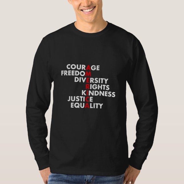 Camiseta Coragem Liberdade Diversidade Direitos Bondade (Frente)
