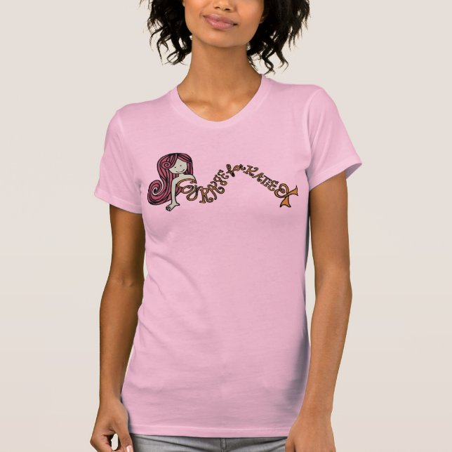 Camiseta Coragem para Katie - Teto Slim do Ajustado do Logo (Frente)