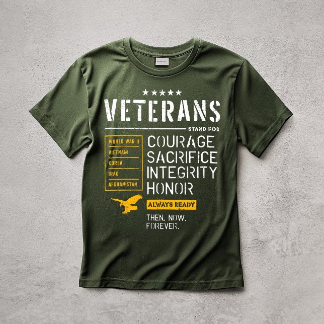Camiseta Coragem Veterana Sacrifício Integridade Honra (Veteran Courage Sacrifice Integrity Honor T-Shirt)