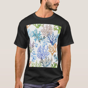 Camiseta Corais desenhados à mão: padrão submarino.
