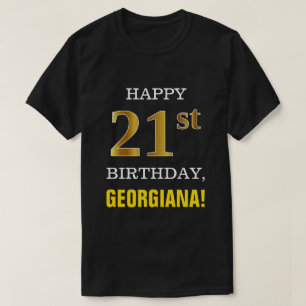 Camiseta Corajoso, preto, aniversário de 21 anos Dourado d