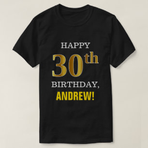 Camiseta Corajoso, preto, aniversário de 30 anos Dourado d
