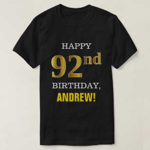 Camiseta Corajoso, preto, aniversário do ouro do falso 92nd