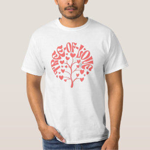 Camiseta Coral de Tipografia Retro "Árvore do Amor