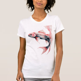 Camiseta Coral Glow Fish – Watercolor Elegance