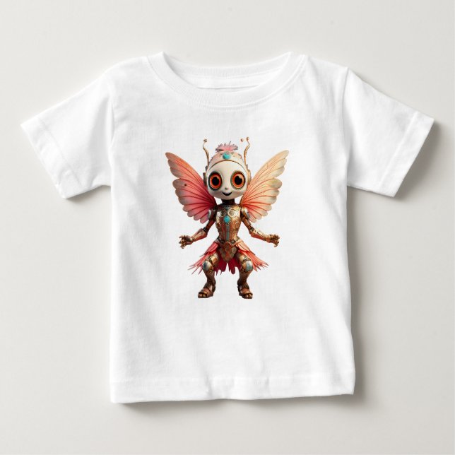 Camiseta Coral Gold Cute Dancing Robot Pixie (Frente)