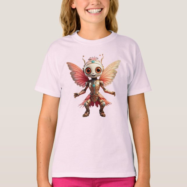 Camiseta Coral Gold Cute Dancing Robot Pixie (Frente)