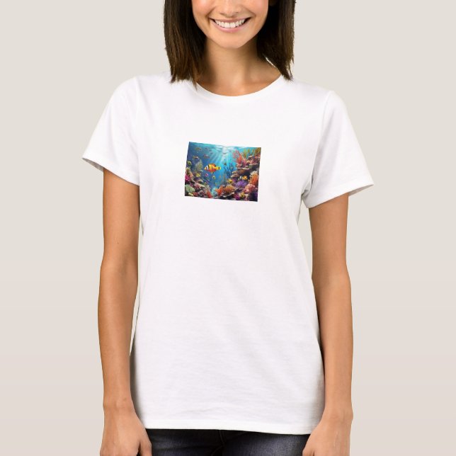 Camiseta Coral Reef Harmony: Peixe-Padrão Tee" (Frente)