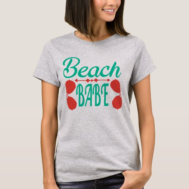 Camiseta Coral Teal Beach Babe Sunglass (Frente)